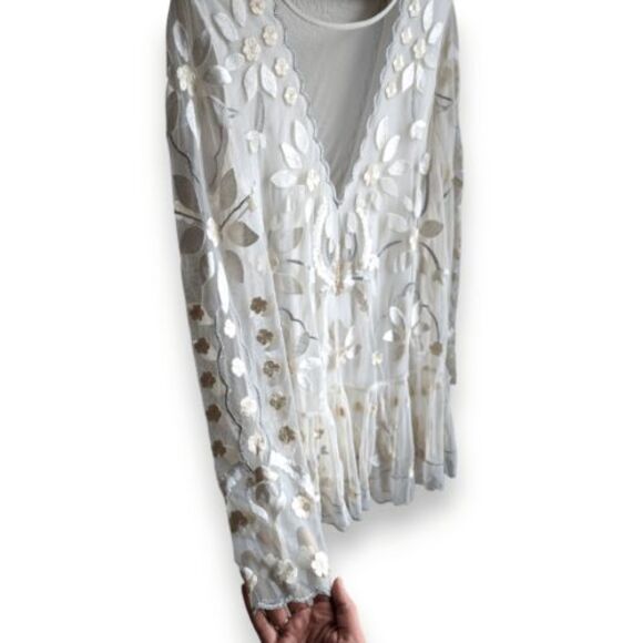 Free People Hearts are Wild embroidered sheer illusion mini dress‎ Ivory size S - Picture 5 of 12